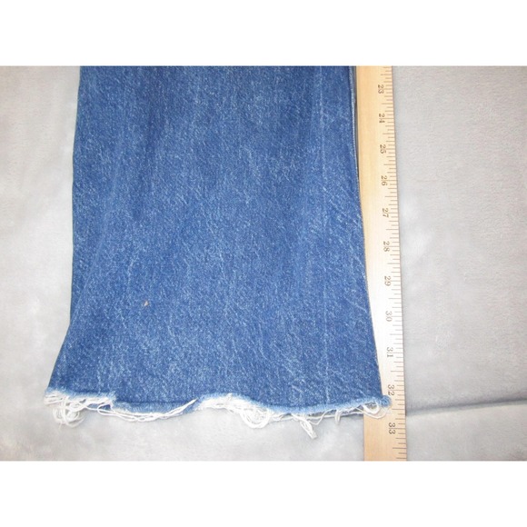 American Eagle Jeans Womens 4 Long Blue Super High-Rise Baggy Wide Leg Raw Hem - Picture 7 of 12